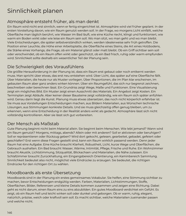 Seite „Sinnlichkeit planen“ aus „Meisterwerke der Sinne“